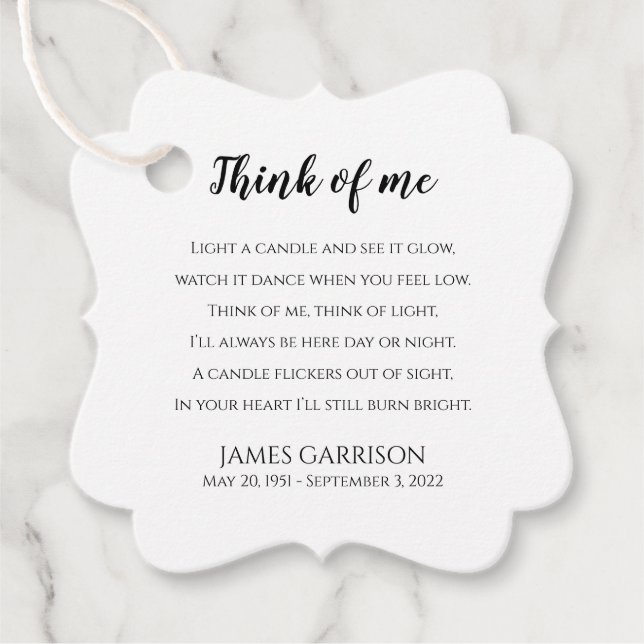 Tänka till mig Firande av Life Candle Gåvor Etiketter (Framsida)