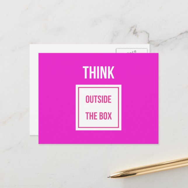 Tänka utanför lådeofferten djup rosa vykort (Fram/Back In Situ)