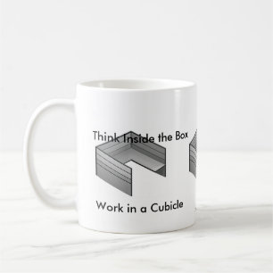 Tänkainsida boxas, arbete i en Cubicle Kaffemugg