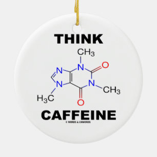 Tänkakoffein (den kemiska molekylen för koffeine julgransprydnad keramik