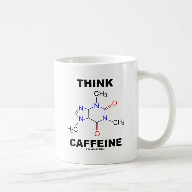 Tänkakoffein (den kemiska molekylen för koffeinet) kaffemugg (Höger)