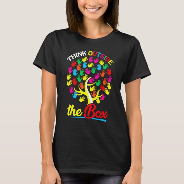 Tänkan för medvetandegörande om autism utanför Trä T Shirt (Framsida)