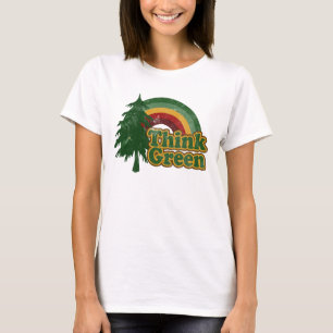 Tänkan görar grön, den Retro regnbågen och tr T Shirt