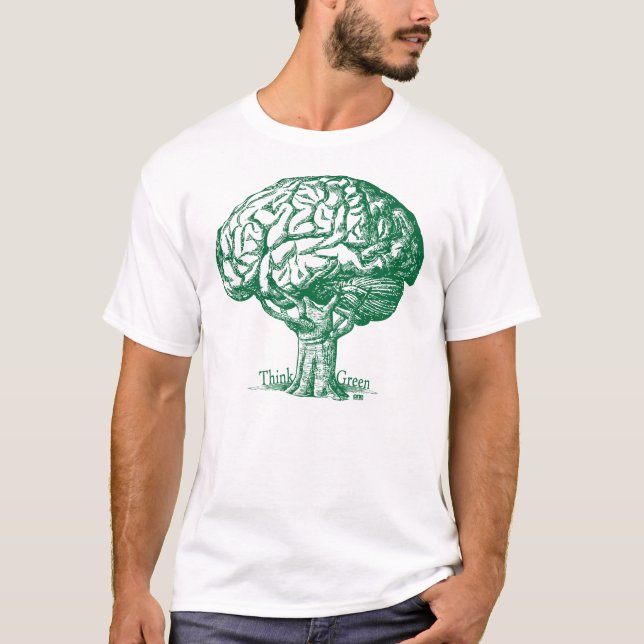 Tänkan görar grön hjärnträd tee shirt (Framsida)