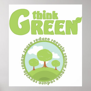 Tänkan görar grön träd poster