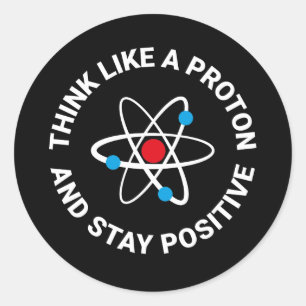 Tänkanågot liknande en proton och en stagrealite runt klistermärke