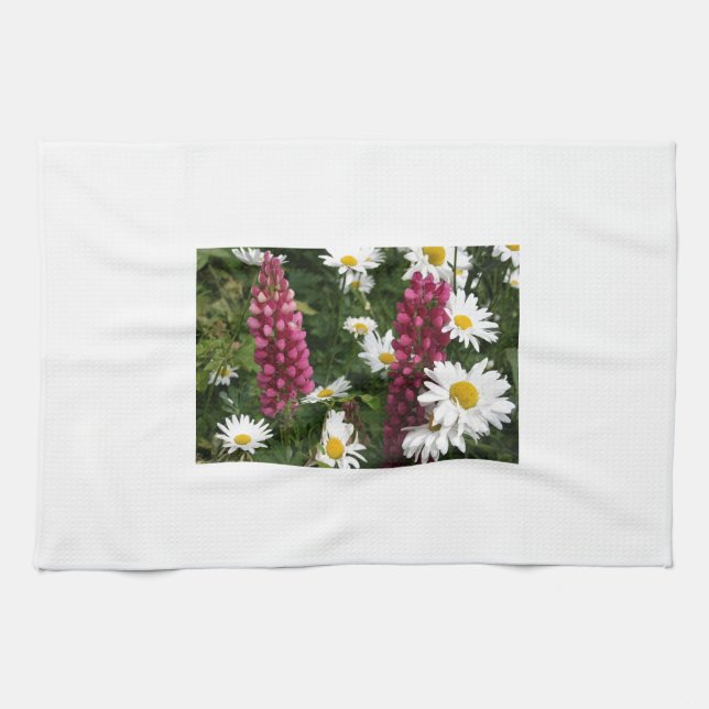 Tänkande av dig blom- blommar kökshandduk (Horisontell)