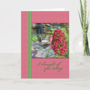 Tänkande av dig, Bougainvillea, fåglar, vattenfall Kort