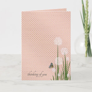 tänkande av dig fjäril på puffblomma kort