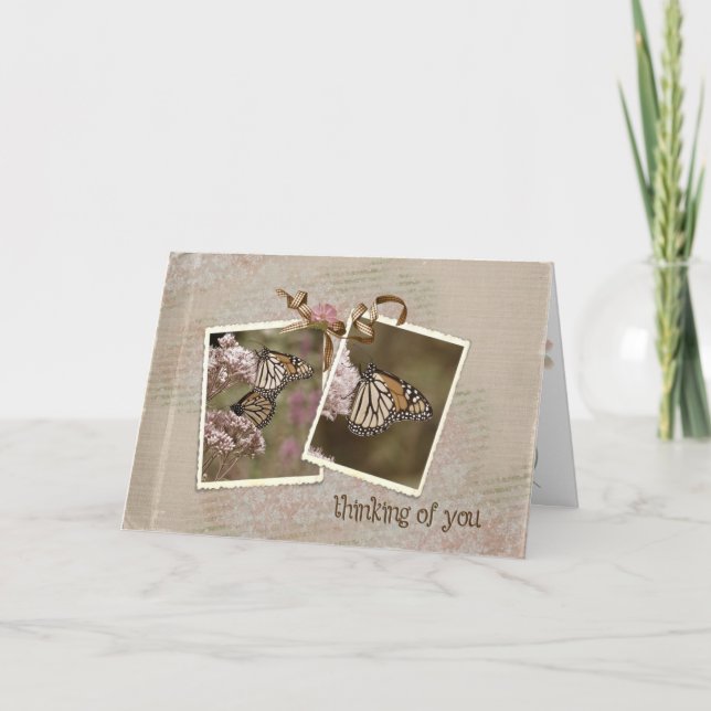Tänkande av dig fjärilar kort (Framsida)
