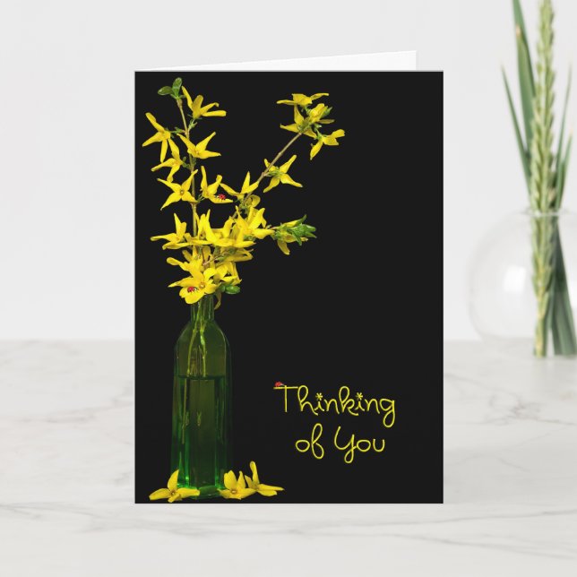 Tänkande av dig forsythiabukett kort (Framsida)