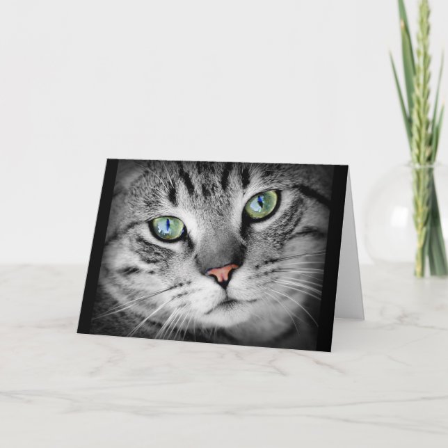 Tänkande av dig gulligt grått kattungekort kort (Framsida)