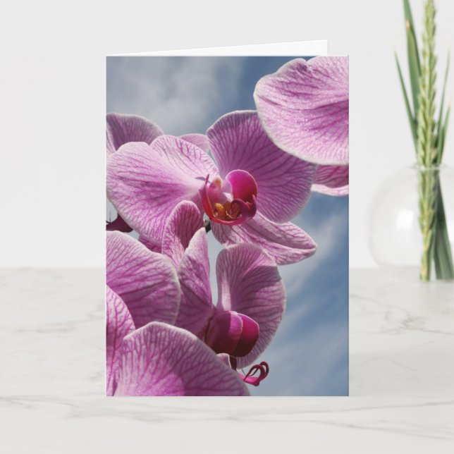 Tänkande av dig hälsningkort, härlig Orchid Kort (Framsida)