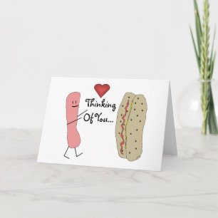 Tänkande av dig Hotdogtecknadkort Kort