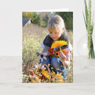 tänkande av dig today-littleflicka med blommor kort