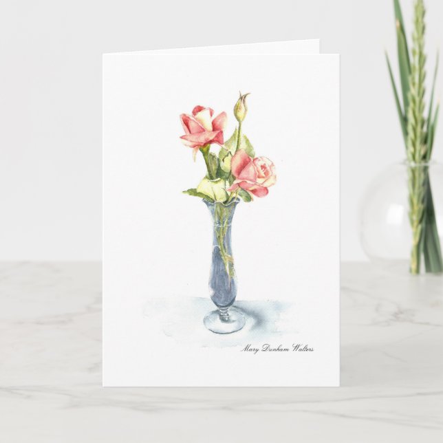 Tänkande av dig vattenfärg av Mary Dunham Walters Kort (Framsida)