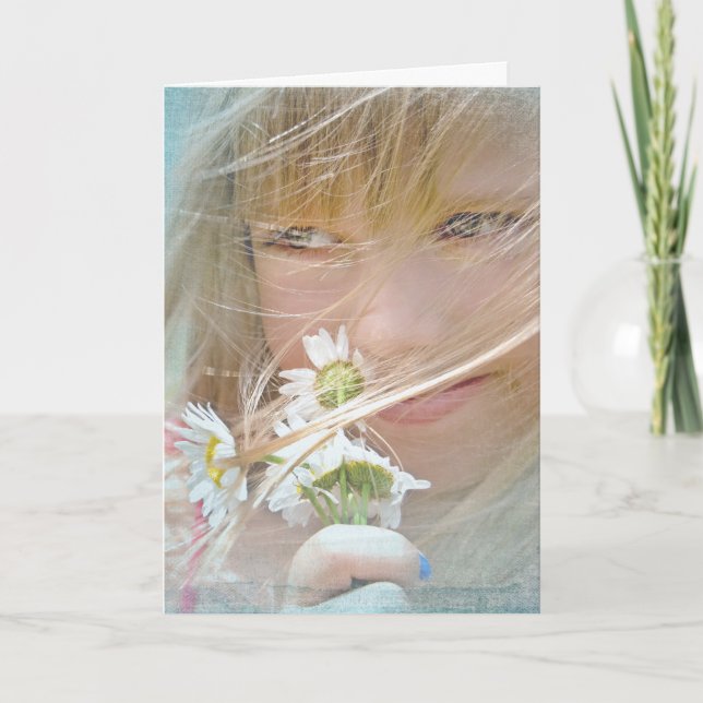 tänkande av du-flicka med daisy kort (Framsida)