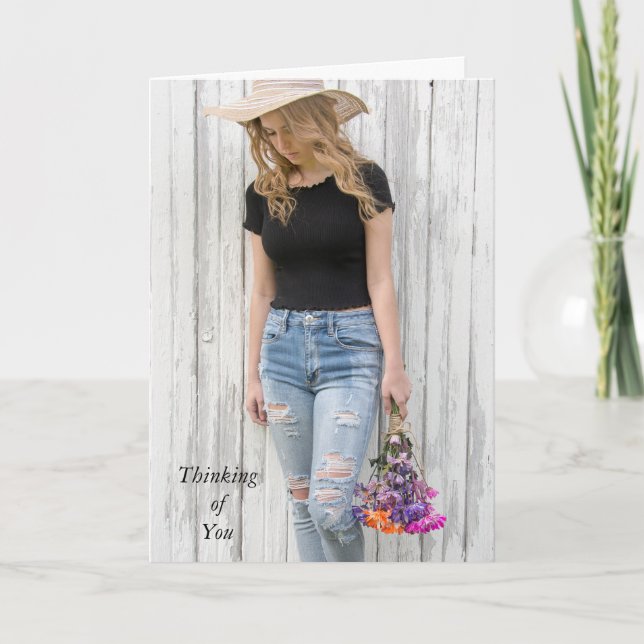 tänkande av du-tonåring flickan med daisy kort (Framsida)