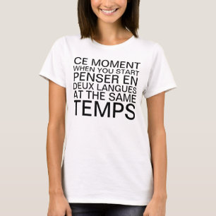 Tänkande i franskt och engelskt t-shirt