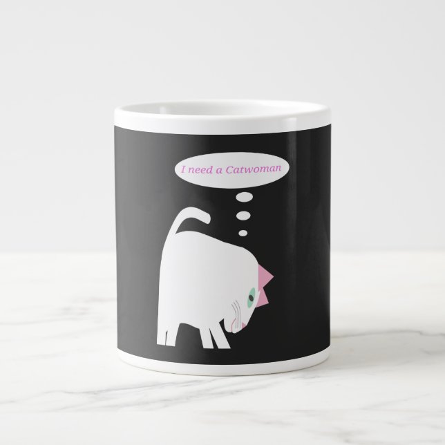 Tänkande Katt Specialmugg Jumbo Mugg (Framsidan)