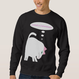Tänkande katt-sweatshirt  lång ärmad tröja