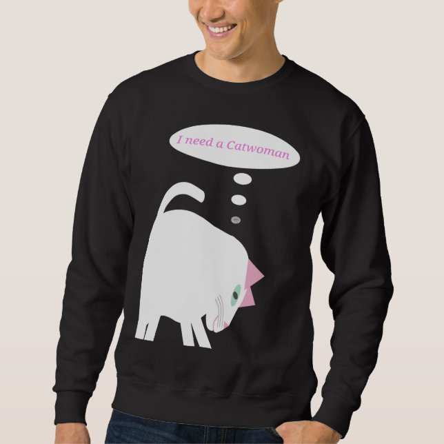 Tänkande katt-sweatshirt  lång ärmad tröja (Framsida)