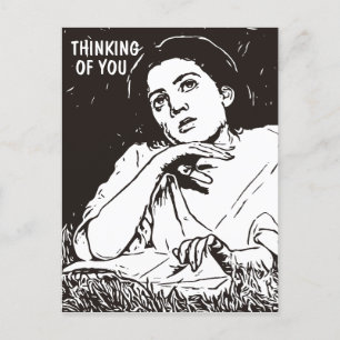 TÄNKANDE OM DIG SÖT VINTAGE DAM POSTCARDS VYKORT