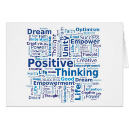 Tänkande ordmoln för realitet i blåttfärger hälsningskort