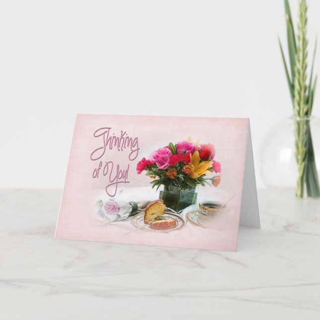 TÄNKANDE PÅ DIG - DELIKAT - BLOMMIGT/KAFFE KORT (Framsida)
