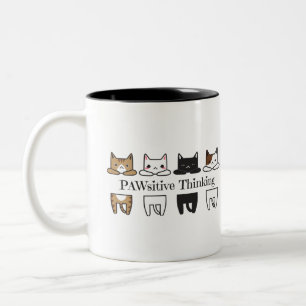 Tänkande PAWsitive - kattmememugg Två-Tonad Mugg