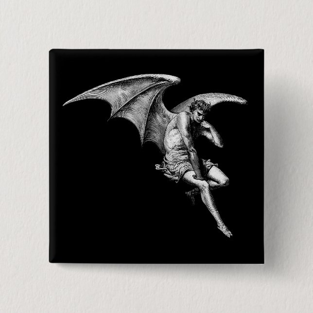 Tänkande Satan klämmer fast Knapp (Framsida)