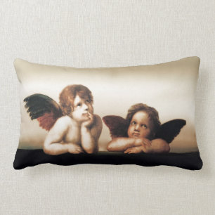 Tänkande Sistine Madonna Cherubs Lumbarkudde
