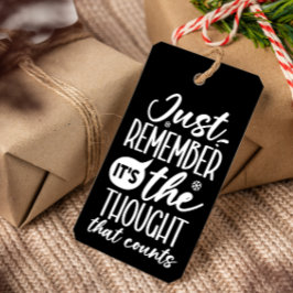 TÄNKANDET SOM RÄKNAR FUNNY CHRISTMAS BLACK PRESENTETIKETT