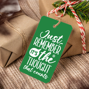 TÄNKANDET SOM RÄKNAR FUNNY CHRISTMAS GRÖNT PRESENTETIKETT