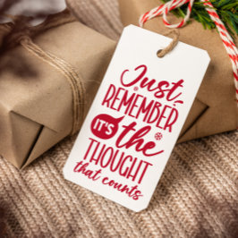 TÄNKANDET SOM RÄKNAR FUNNY CHRISTMAS RED PRESENTETIKETT