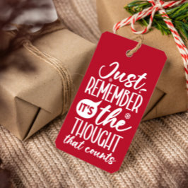 TÄNKANDET SOM RÄKNAR FUNNY CHRISTMAS RED PRESENTETIKETT