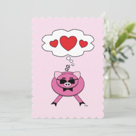 Tankar Fyllda Med Kärlek Söt Rosa Gris Kort