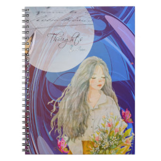 Tankar i Bloom Girly Notebook Anteckningsbok