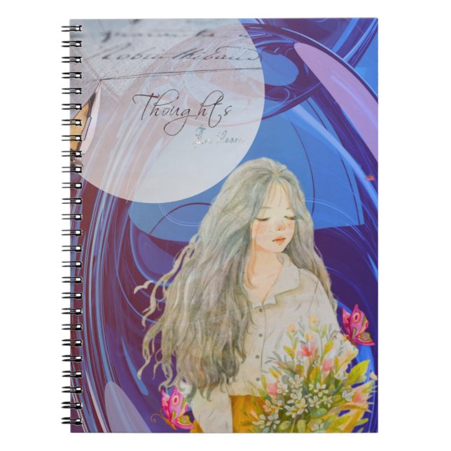 Tankar i Bloom Girly Notebook Anteckningsbok (Framsidan)