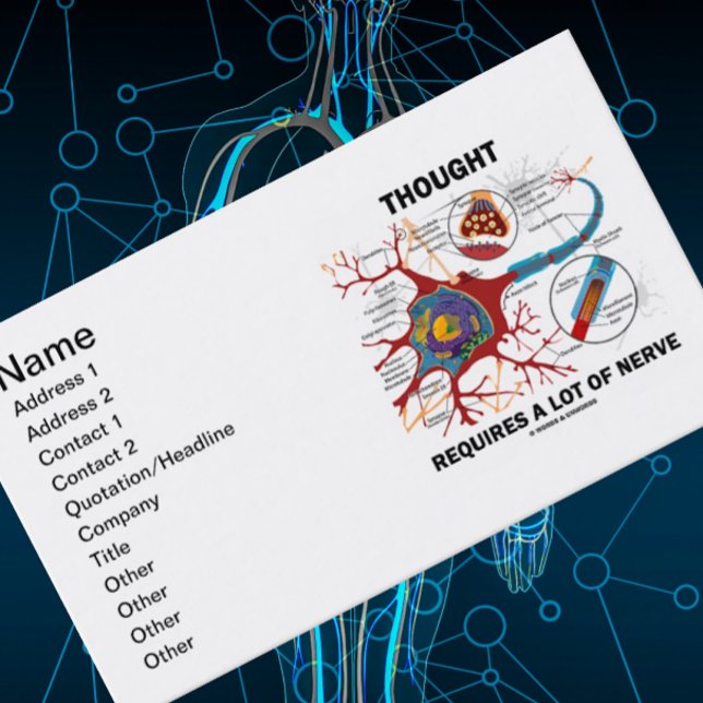 Tankar kräver mycket nervstyrka (Neuron/Synapse) Visitkort (Neuropsychology business card for any thinker who knows that "Thought Requires A Lot Of Nerve")
