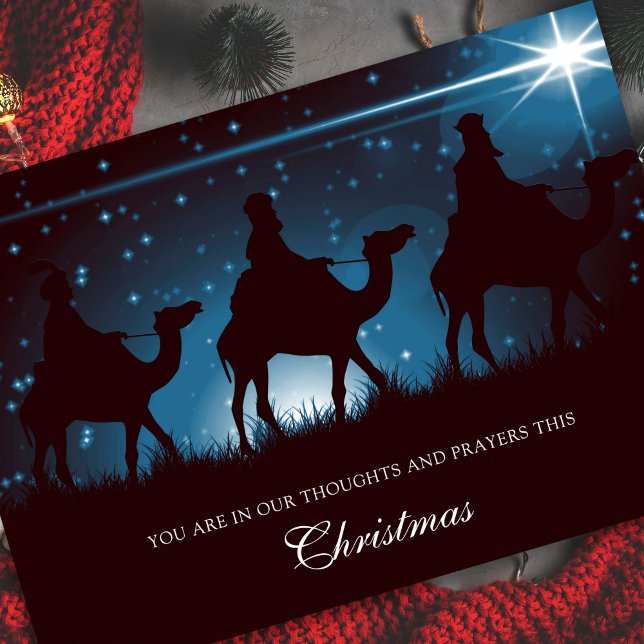 Tankar och böner, minnessympati för julstämning helgkort (Thoughts & Prayers Memorial Remembrance Christmas Sympathy Cards)