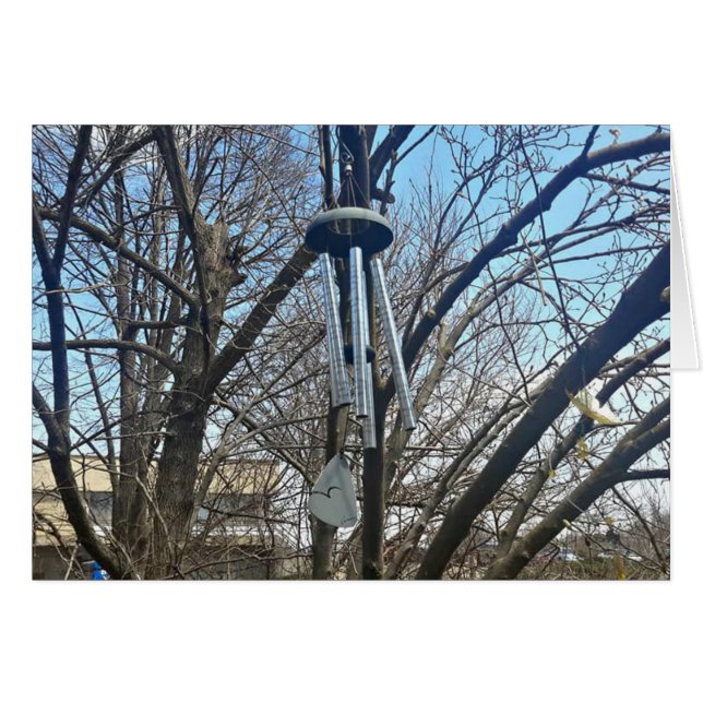 Tankar på att Vinden chimes in Träd Greeting Card Hälsningskort (Framsidan Horizontal)