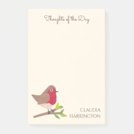 Tankar på Dagen Hand-Illustrated Robin Vår Post-it Block