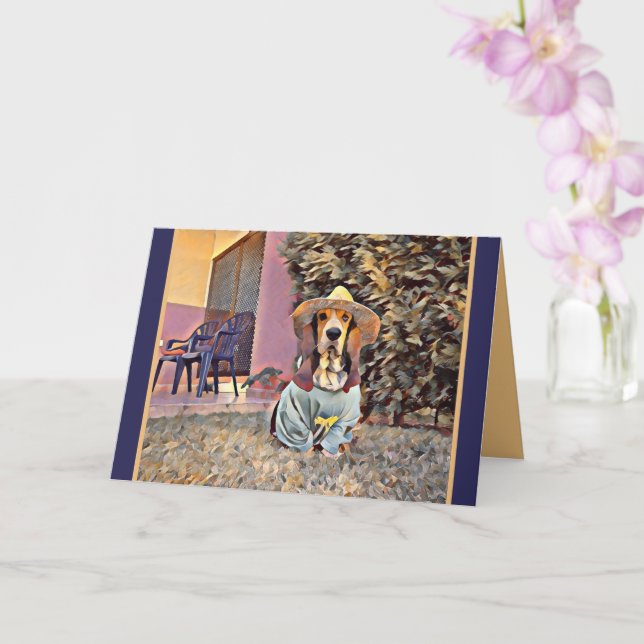 Tankar på dig - Hund med en Sol Hat Kort (Orkide)