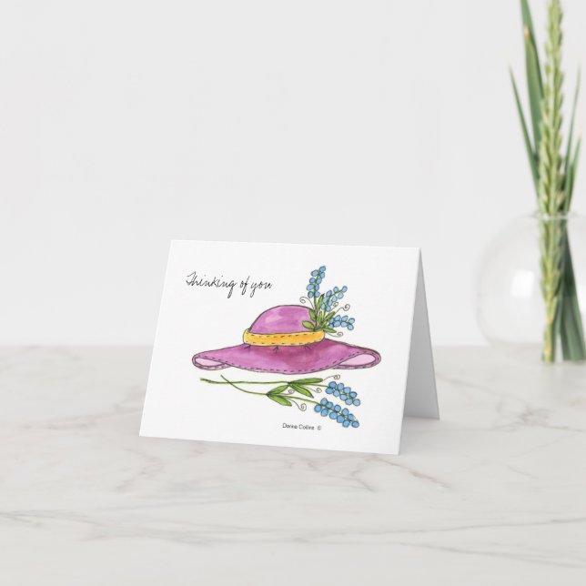 Tankar på dig*Rosa Hat Blank Note Card Kort (Framsida)