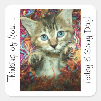 Tankar på dig Sticker Kitten Fyrkantigt Klistermärke