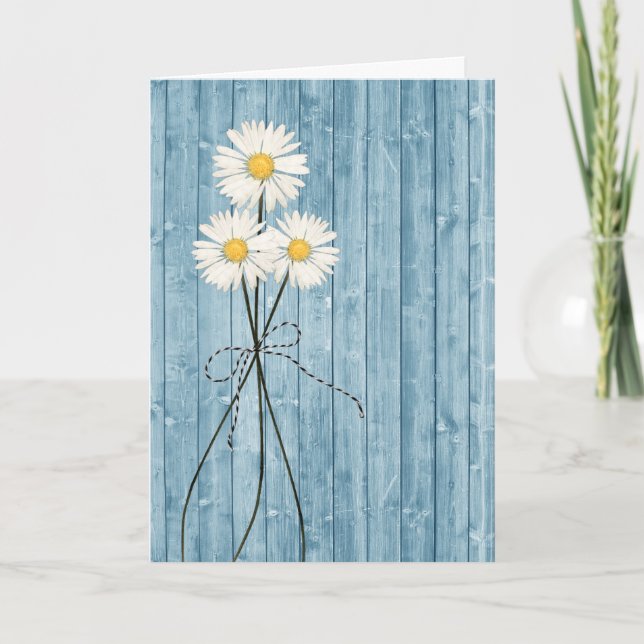 Tankar på dina Daisy på Aqua Wood Card Kort (Framsida)