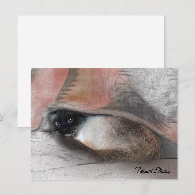 Tankar på er berömvärda siamese Kitten Blanket Vykort (Fram/baksida)