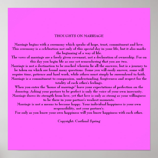 TANKAR PÅ GIFTERMÅL POSTER (Framsidan)