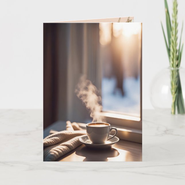 Tankar på kaffe efter fönster kort (Framsida)